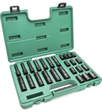 1/2" Dr. Thin wall standard & deep impact socket set (10-24mm)(26pcs)