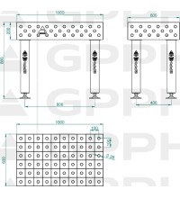 PRO INOX suvirinimo stalas 15 mm - 3000x1480mm - PRO INOX - Φ16 - 50x50mm - Ant kojelių