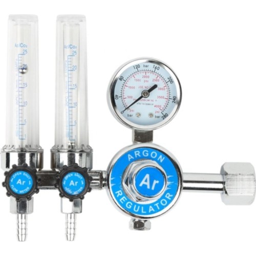 Gas regulator HORNEC® Argon/CO₂ with two flowmeters (EURO nut W21.8)