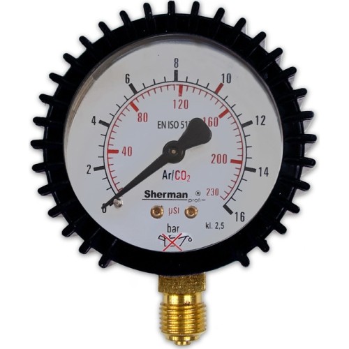 Pressure gauge ⌀ 63mm for TURBO Argon/CO₂ reducer (MIX) - Working 16 bar - 1/4″RH