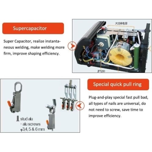 Spot welding machine for aluminum and dent bar set