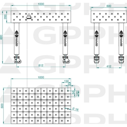 Welding table PLUS INOX 12 mm - 3000x1480mm - PLUS INOX