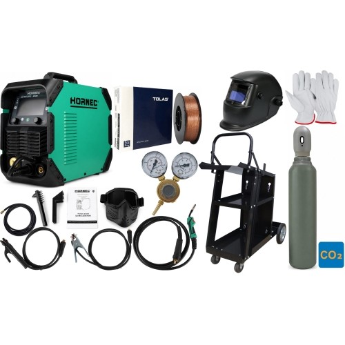 Pusautomačio KOMPLEKTAS HORNEC® smart SynMIG 2200i MAX (sinerginis, suvirinimas iki 6 mm) + CO2 balionas 8l + priedai