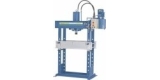 Hydraulic workshop presses with moveable cylinder